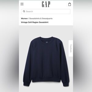 Women’s GAP Raglan pullover sweatshirt Navy, Medium New w Tags